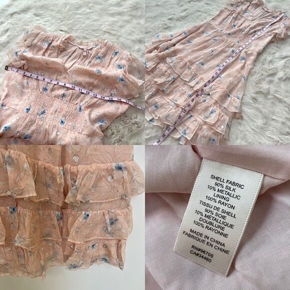 NWT Rebecca Taylor Silk Ruffle V Neck Mini Dress Pastel Pink Floral size S - Picture 12 of 13